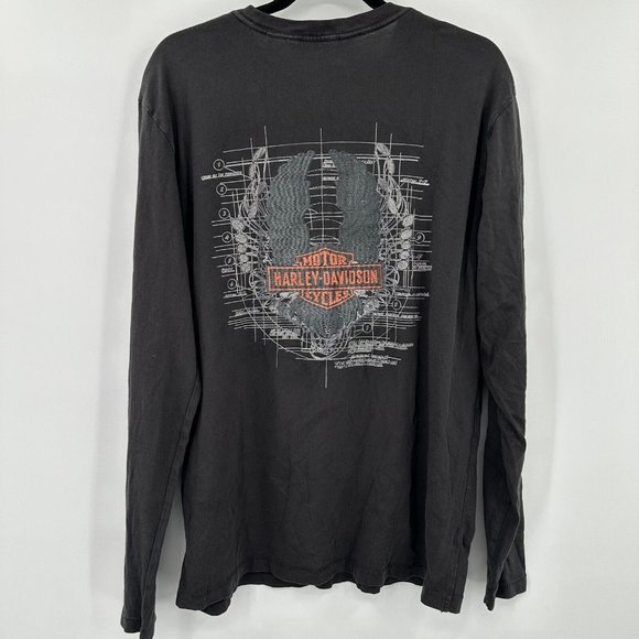 Harley-Davidson Sublimated Embroidered‎ Long Sleeve Men's Tee Size Large - Picture 1 of 7